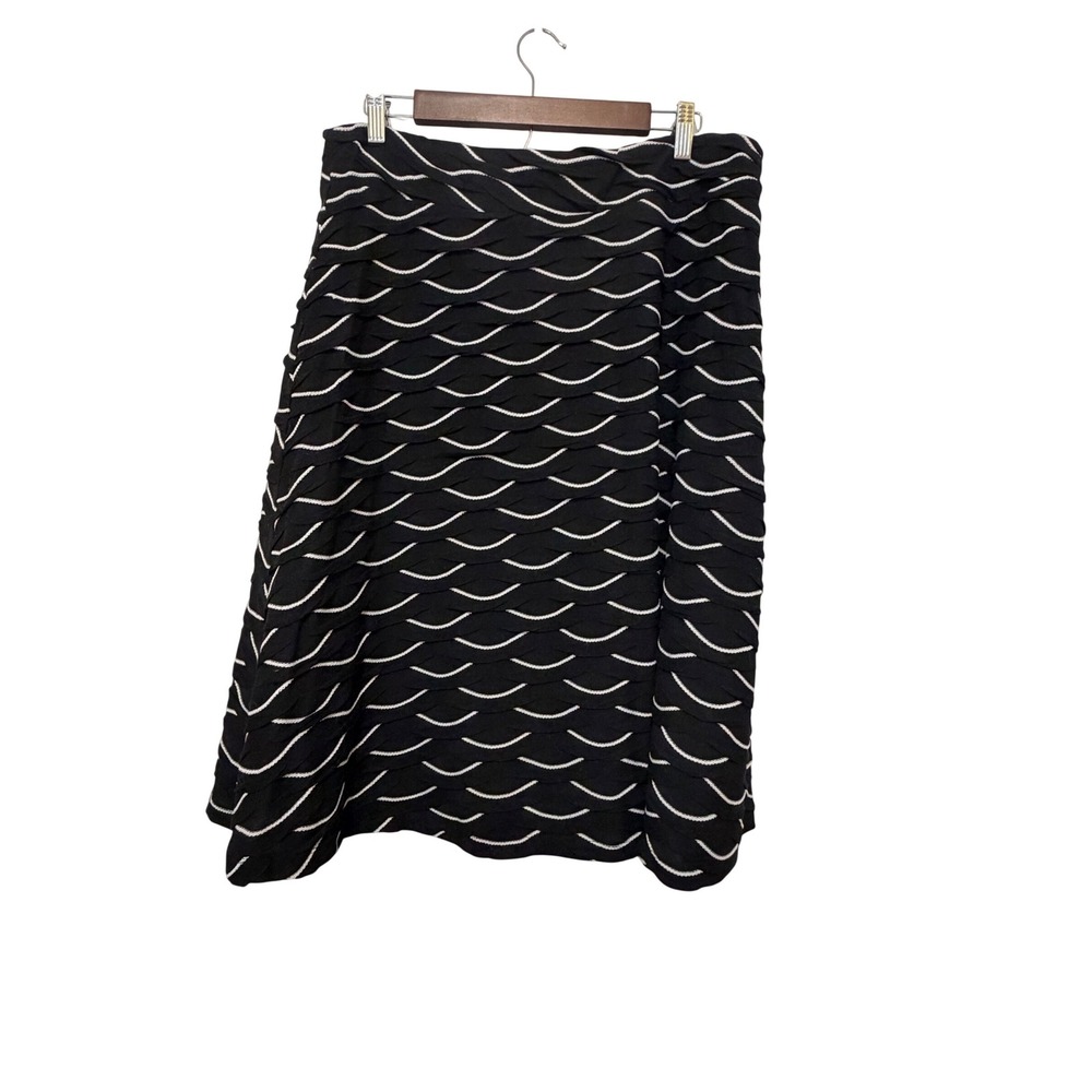 Zac &‎ Rachel Womens Black White Scalloped Tiered Knee Length Skirt Size Large